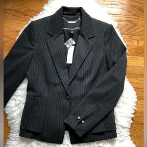 Brand New Pinstripe Blazer with Pearl Detail
